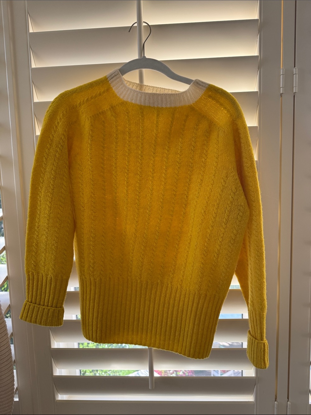 Yellow Cable-Knit Crewneck Sweater - Bright Yellow
